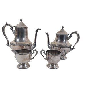Vintage Benedict Prince Regent Silver Plated Coffee Tea Set Creamer Sugar Bowl